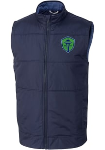 Cutter and Buck Seattle Sounders FC Mens Navy Blue Stealth Sleeveless Jacket