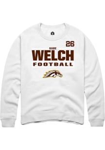 Gabe Welch Western Michigan Broncos Mens White Football NIL Stacked Box Player Crew