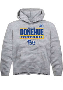 Charlie Donehue Rally Pitt Panthers Youth NIL Stacked Box Long Sleeve Player Hoodie Grey