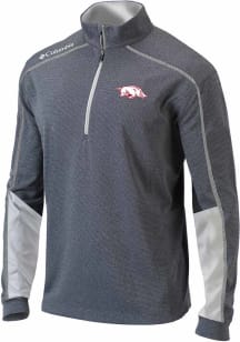 Columbia Arkansas Razorbacks Mens White Heat Seal Omni Wick Shotgun 2.0 Long Sleeve Qtr Zip Pullov..