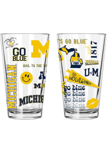 Michigan Wolverines Loco 2 Pack 16oz Pint Glass - Clear