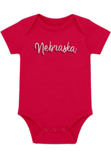Nebraska Cornhuskers Baby Red Script Short Sleeve One Piece