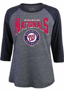 Washington Nationals Womens Navy Blue Raglan LS Tee