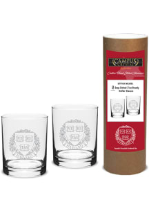 Harvard Crimson 14oz Double Old Fashion Set of 2 Rock Glass - White