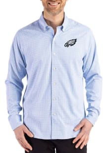 Cutter and Buck Philadelphia Eagles Mens Light Blue Mono Skyline Long Sleeve Dress Shirt