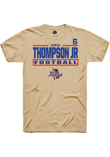 Chris Thompson Jr Tulsa Golden Hurricane Brown Football NIL Stacked Box Short Sleeve Player T Shir..