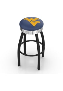 West Virginia Mountaineers 3 Ring Chrome Seat Pub Stool - Black