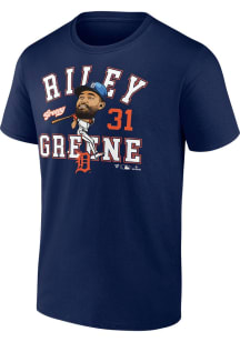 Riley Greene Detroit Tigers Navy Blue Caricature Short Sleeve Player T Shirt