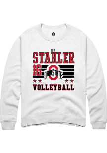 Mia Stahler Ohio State Buckeyes Mens White NIL Striped Player Crew