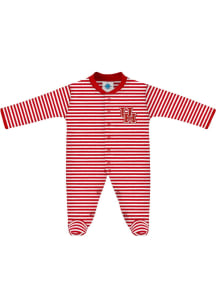 Houston Cougars Baby Red Striped Loungewear One Piece Pajamas