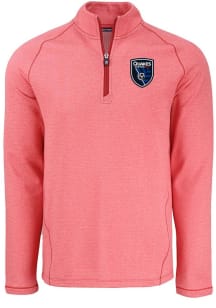 Cutter and Buck San Jose Earthquakes Mens Red Pehastin Long Sleeve Qtr Zip Pullover