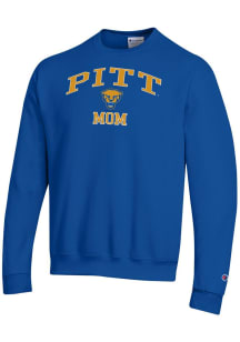 Champion Pitt Panthers Mens Blue Mom Powerblend Long Sleeve Crew Sweatshirt