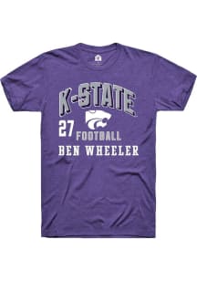 Ben Wheeler K-State Wildcats Purple Football NIL Arch Logo Short Sleeve Player T Shirt