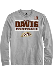 Micah Davis Western Michigan Broncos Grey Football NIL Stacked Box Long Sleeve Player T Shirt