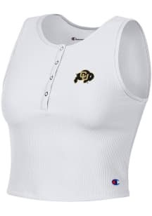 Champion Colorado Buffaloes Womens White Ottoman Henley Tank Top