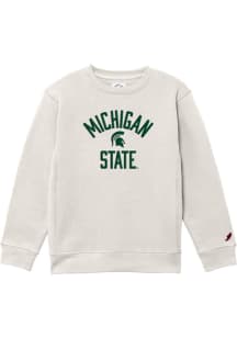 Michigan State Spartans Youth White Vintage Arch Mascot Long Sleeve Crew Sweatshirt