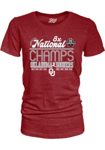 Blue 84 Oklahoma Sooners Womens Crimson 2026 Women's Gymnastics 8-Time National Champions Short Sl..