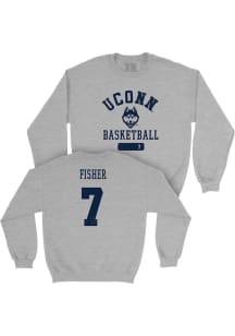 Kelis Fisher UConn Huskies Mens Grey NIL Varsity Player Crew