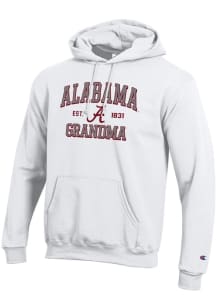 Champion Alabama Crimson Tide Mens White Est. Date Grandma Powerblend Long Sleeve Hoodie