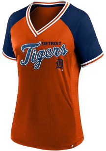 Detroit Tigers Womens Colorblock Fashion Baseball Jersey - Orange