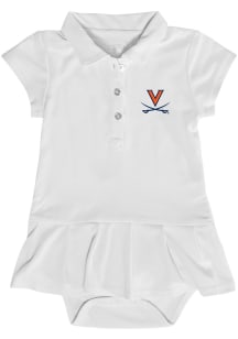 Virginia Cavaliers Baby Girls White Caroline Short Sleeve Dress