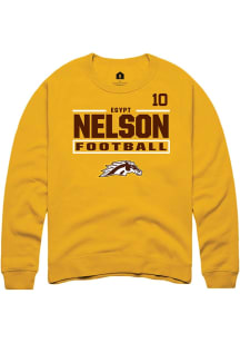 Egypt Nelson Western Michigan Broncos Mens Gold Football NIL Stacked Box Player Crew