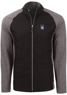 Cutter and Buck Northwestern Wildcats Mens Black Adapt Eco Big and Tall Light Weight Jacket