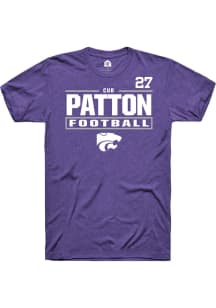 Cub Patton K-State Wildcats Purple Football NIL Stacked Box Short Sleeve Player T Shirt