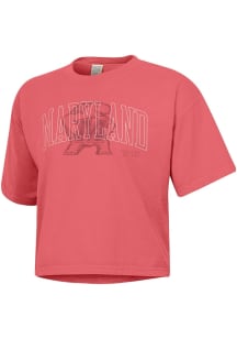 Gear For Sports Maryland Terrapins Womens Red Boxy Short Sleeve T-Shirt