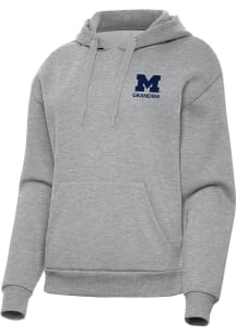 Antigua Michigan Wolverines Womens Grey Heather Grandma Victory Hooded Sweatshirt