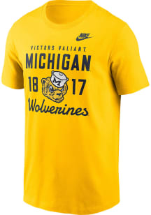 Nike Michigan Wolverines Yellow Legacy Stacked Short Sleeve T Shirt