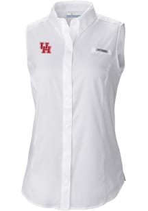 Columbia Houston Cougars Womens White Heat Seal Omni Wick Tamiami Polo Shirt