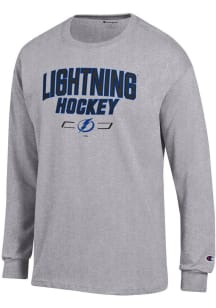 Champion Tampa Bay Lightning Grey Arch Team Hockey Jersey Long Sleeve T Shirt