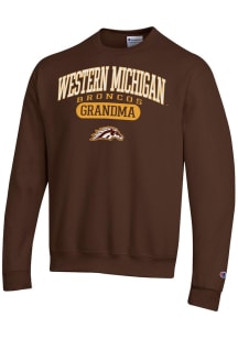 Champion Western Michigan Broncos Mens Brown Pill Box Grandma Powerblend Long Sleeve Crew Sweatshi..