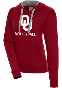 Antigua Oklahoma Sooners Womens Red Volleyball Victory Hooded Sweatshirt