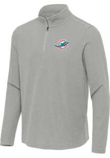 Antigua Miami Dolphins Mens Grey Sync Long Sleeve Qtr Zip Pullover