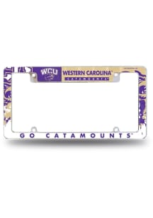 Western Carolina Primary All Over Chrome License Plate Frame - White