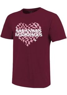 Arkansas Razorbacks Girls Cardinal Funky Heart Short Sleeve Tee