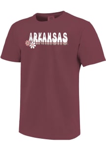 Arkansas Razorbacks Girls Red Retro Flower Short Sleeve Tee