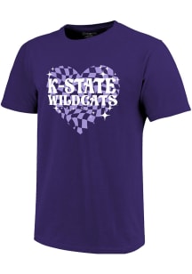 K-State Wildcats Girls Purple Funky Heart Short Sleeve Tee