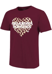 Oklahoma Sooners Girls Cardinal Funky Heart Short Sleeve Tee