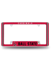 Ball State Cardinals Classic All Over Chrome License Plate Frame - White