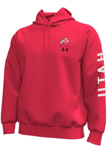 Under Armour Utah Utes Mens Red Icon Fleece Long Sleeve Hoodie