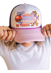 Gameday Social Clemson Tigers White Layered Patch Trucker Womens Adjustable Hat