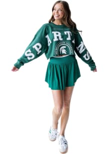 Gameday Social Michigan State Spartans Womens Green Phipps Split Crew Sweatshirt