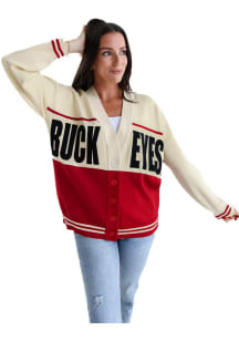 Gameday Social Ohio State Buckeyes Womens Red Carley Long Sleeve Cardigan