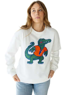 Gameday Social Florida Gators Womens White Mascot Chenille Crew Sweatshirt