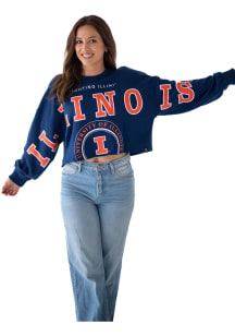 Gameday Social Illinois Fighting Illini Womens Navy Blue Phipps Split Crew Sweatshirt