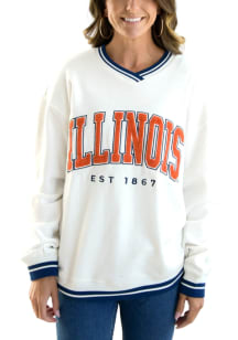 Gameday Social Illinois Fighting Illini Womens White Allen Chenille Crew Sweatshirt