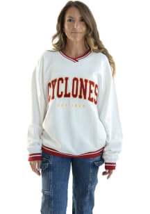 Gameday Social Iowa State Cyclones Womens White Allen Chenille Crew Sweatshirt